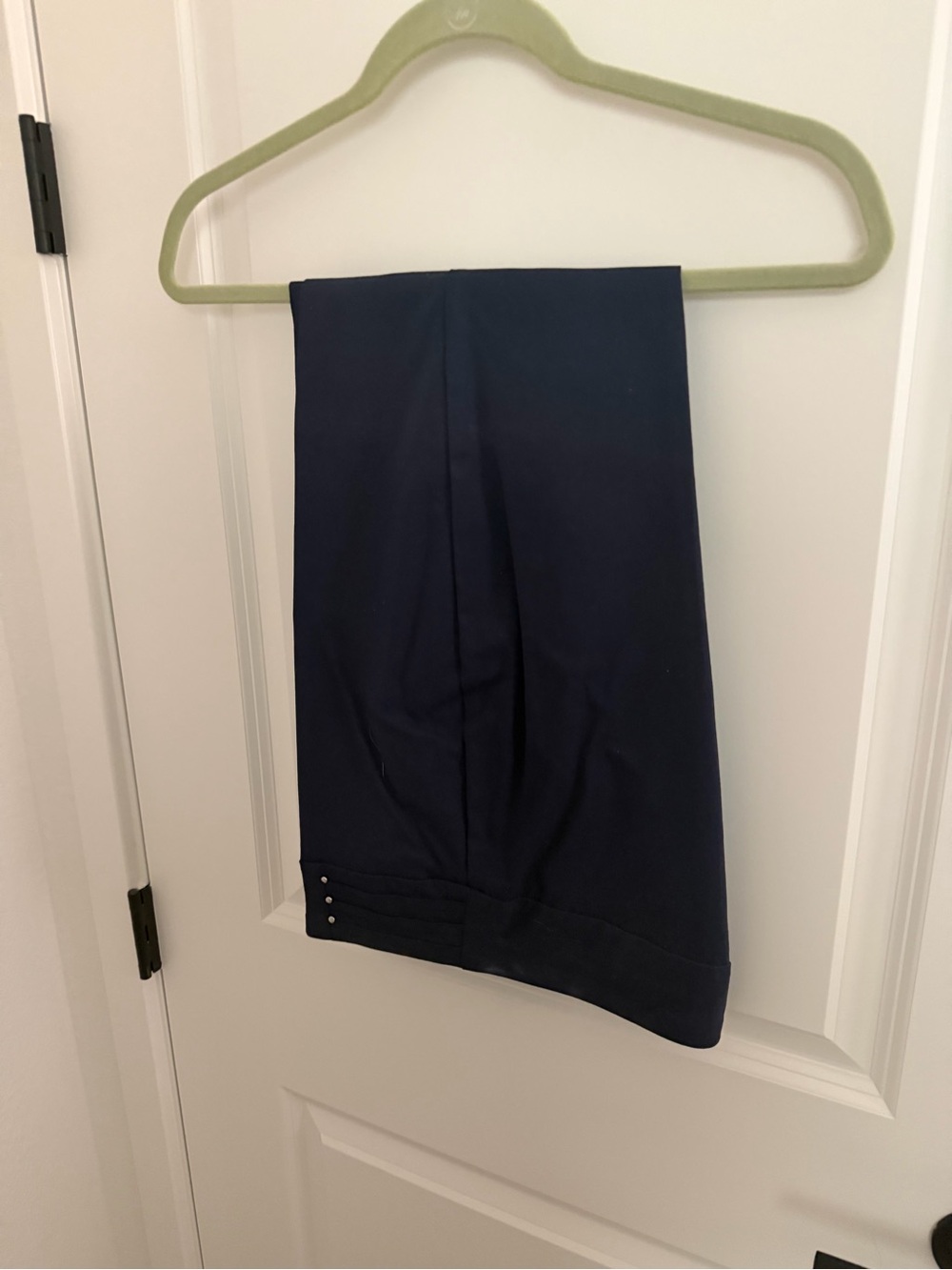 JM Collection Navy Trousers with Button Cuff